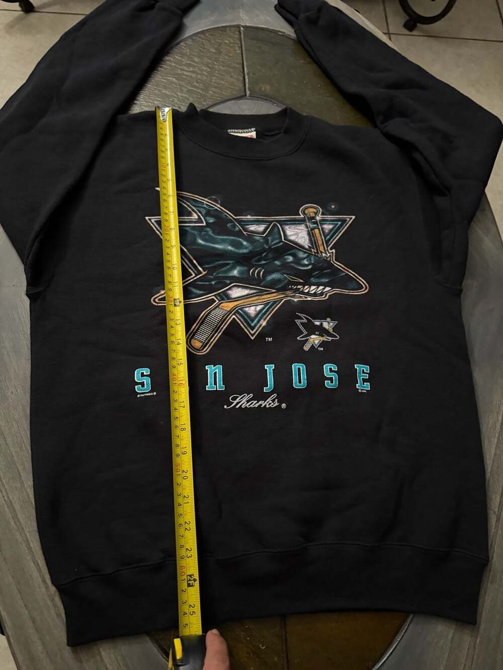 Nutmeg San Jose Sharks Crewneck Sweatshirt, Vintage 90s NHL Logo, Black, XL - Picture 2 of 6